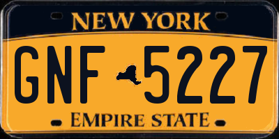 NY license plate GNF5227