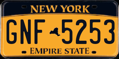 NY license plate GNF5253