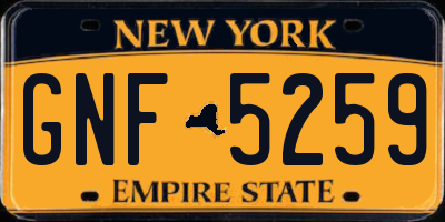 NY license plate GNF5259