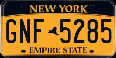 NY license plate GNF5285