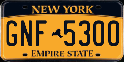 NY license plate GNF5300
