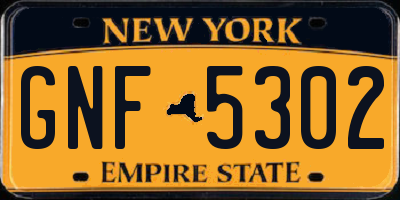 NY license plate GNF5302
