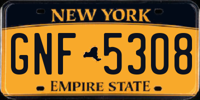 NY license plate GNF5308