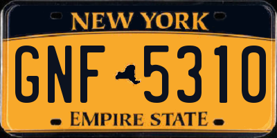 NY license plate GNF5310