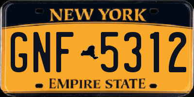NY license plate GNF5312