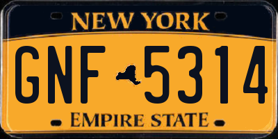 NY license plate GNF5314