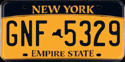 NY license plate GNF5329