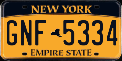 NY license plate GNF5334