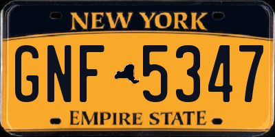 NY license plate GNF5347