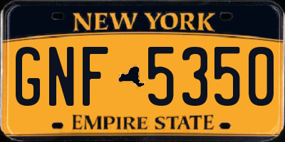 NY license plate GNF5350