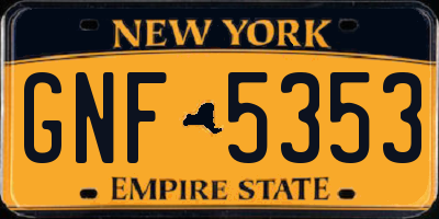 NY license plate GNF5353