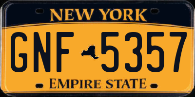 NY license plate GNF5357