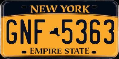 NY license plate GNF5363