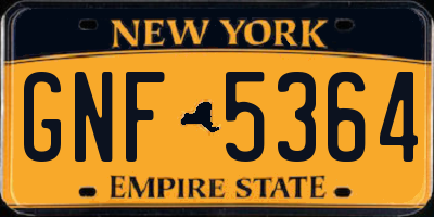 NY license plate GNF5364