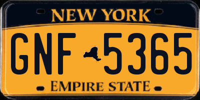NY license plate GNF5365