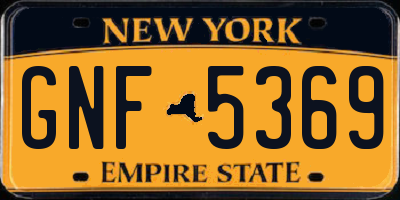 NY license plate GNF5369