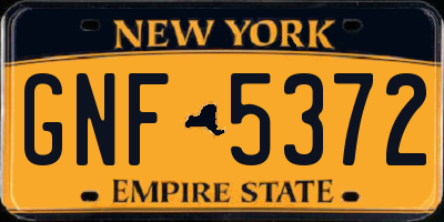 NY license plate GNF5372