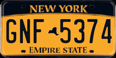 NY license plate GNF5374