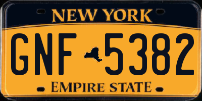 NY license plate GNF5382