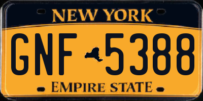 NY license plate GNF5388