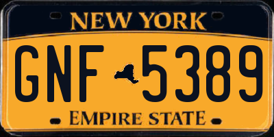 NY license plate GNF5389