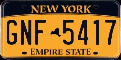 NY license plate GNF5417