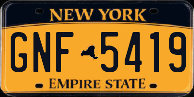 NY license plate GNF5419