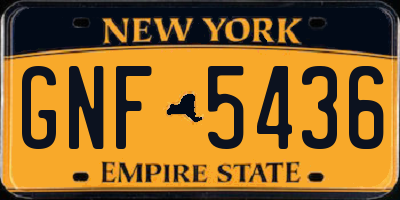 NY license plate GNF5436