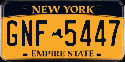 NY license plate GNF5447