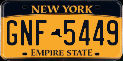 NY license plate GNF5449