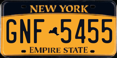NY license plate GNF5455