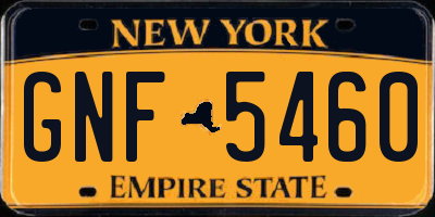 NY license plate GNF5460
