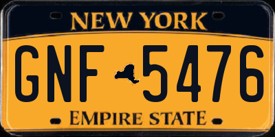 NY license plate GNF5476
