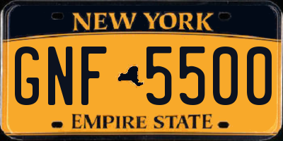 NY license plate GNF5500