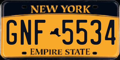 NY license plate GNF5534