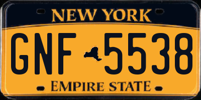 NY license plate GNF5538