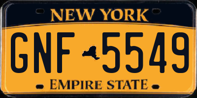 NY license plate GNF5549