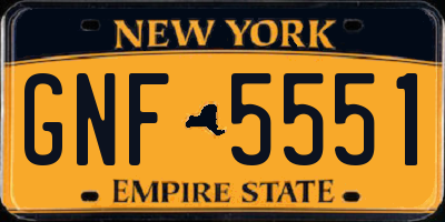 NY license plate GNF5551