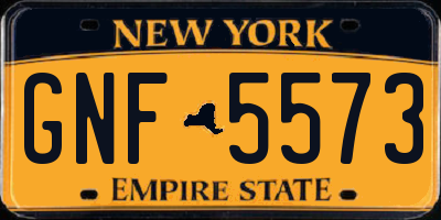 NY license plate GNF5573