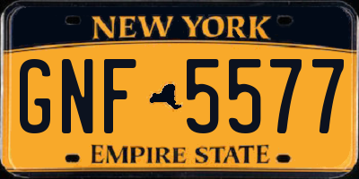 NY license plate GNF5577