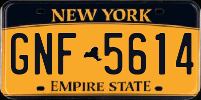 NY license plate GNF5614