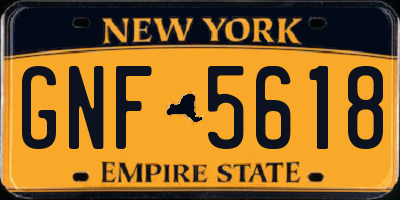 NY license plate GNF5618