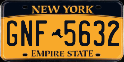 NY license plate GNF5632