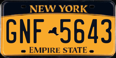 NY license plate GNF5643