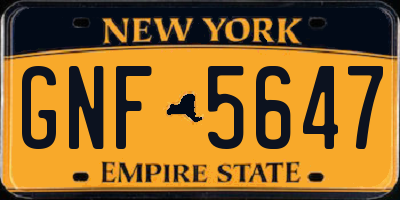 NY license plate GNF5647