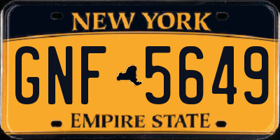 NY license plate GNF5649
