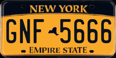 NY license plate GNF5666