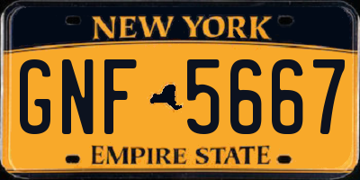 NY license plate GNF5667