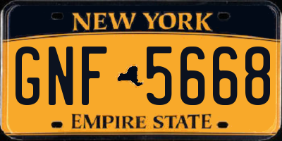NY license plate GNF5668