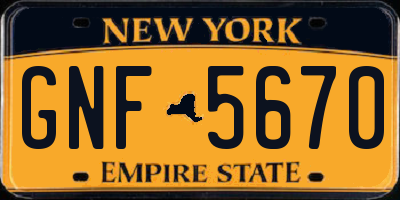 NY license plate GNF5670